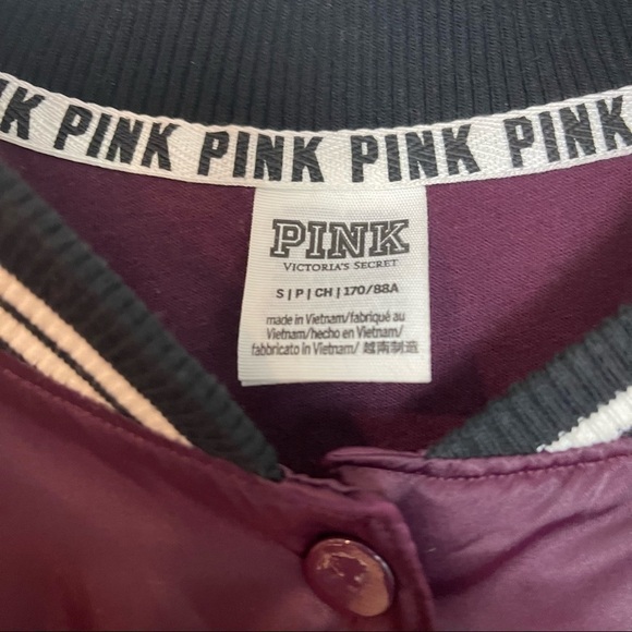 Pink Victoria Secret Love PINK Purple/Maroon Lightweight Bomber Jacket - Picture 3 of 7